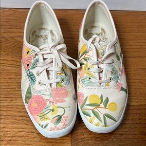 Keds x Rifle Paper Co White and Pink Floral Sneakers